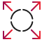 An icon of a circle with arrows pointing outward from it.